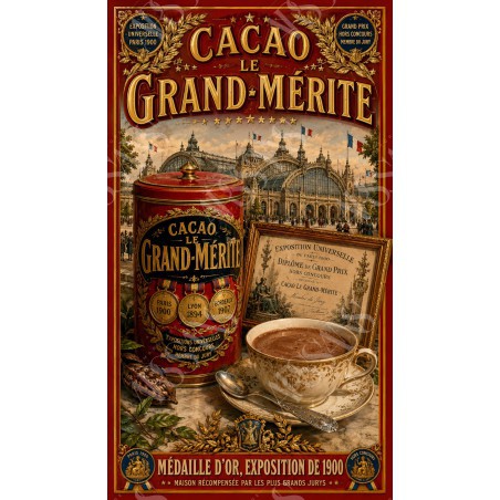 Cacao Le Grand-Mérite – affiche & plaque vintage | Manufacture Arssans