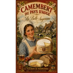 Camembert du Pays d'Auge « La Belle Augeronne » – affiche & plaque vintage | Manufacture Arssans