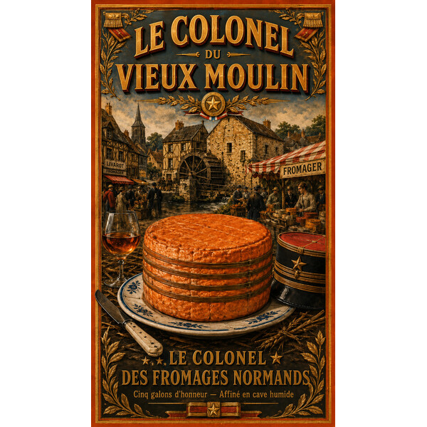 Le Colonel du Vieux Moulin — Pays d'Auge – affiche & plaque vintage | Manufacture Arssans