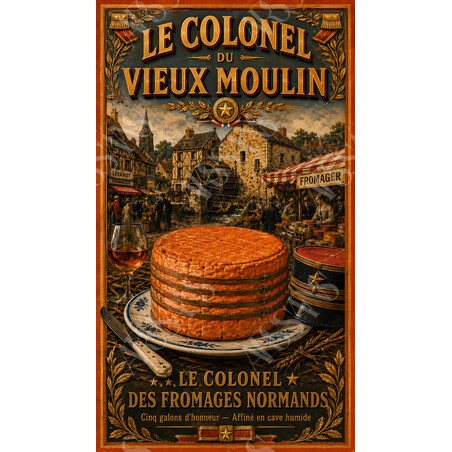 Le Colonel du Vieux Moulin — Pays d'Auge – affiche & plaque vintage | Manufacture Arssans