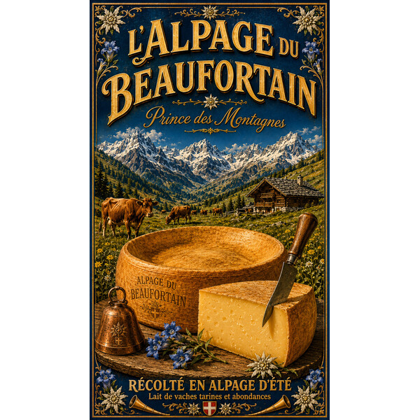 L'Alpage du Beaufortain — Prince des Montagnes – affiche & plaque vintage | Manufacture Arssans
