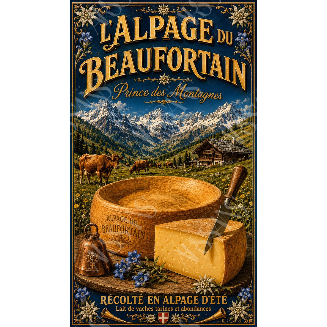 L'Alpage du Beaufortain — Prince des Montagnes – affiche & plaque vintage | Manufacture Arssans