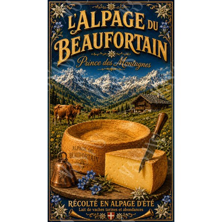 L'Alpage du Beaufortain — Prince des Montagnes – affiche & plaque vintage | Manufacture Arssans