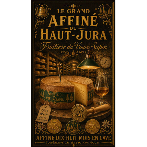Fruitière du Vieux-Sapin — Le Grand Affiné du Haut-Jura – affiche & plaque vintage | Manufacture Arssans
