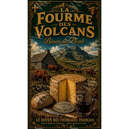 Buron du Plomb — La Fourme des Volcans – affiche & plaque vintage | Manufacture Arssans
