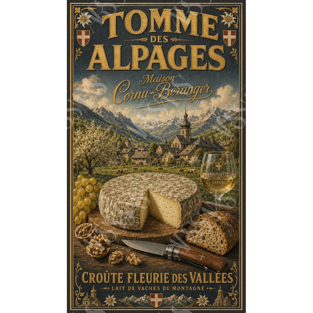 Maison Cornu-Béranger — Tomme des Alpages – affiche & plaque vintage | Manufacture Arssans