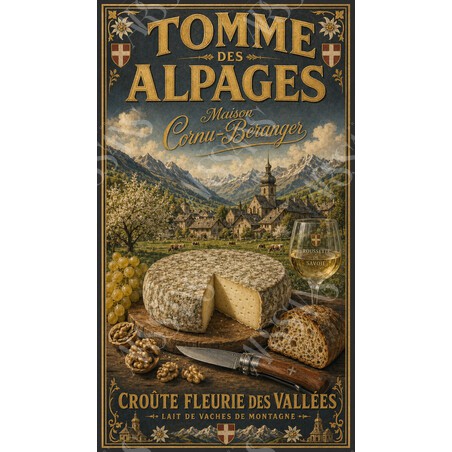 Maison Cornu-Béranger — Tomme des Alpages – affiche & plaque vintage | Manufacture Arssans