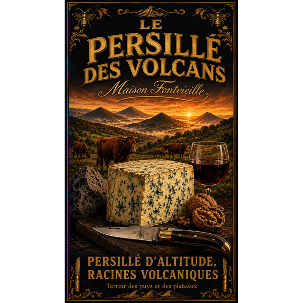 Maison Fontvieille — Le Persillé des Volcans – affiche & plaque vintage | Manufacture Arssans