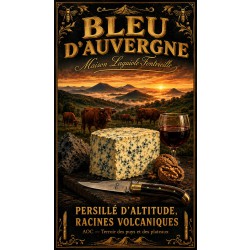 Bleu d'Auvergne « Maison Laguiole-Fontvieille » – affiche & plaque vintage | Manufacture Arssans