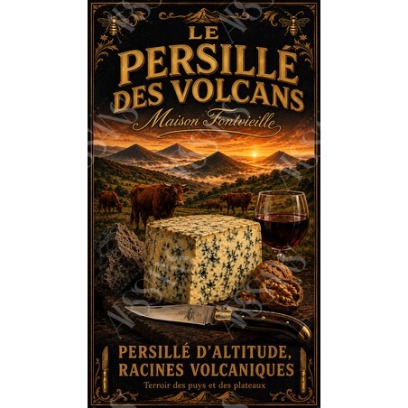 Maison Fontvieille — Le Persillé des Volcans – affiche & plaque vintage | Manufacture Arssans