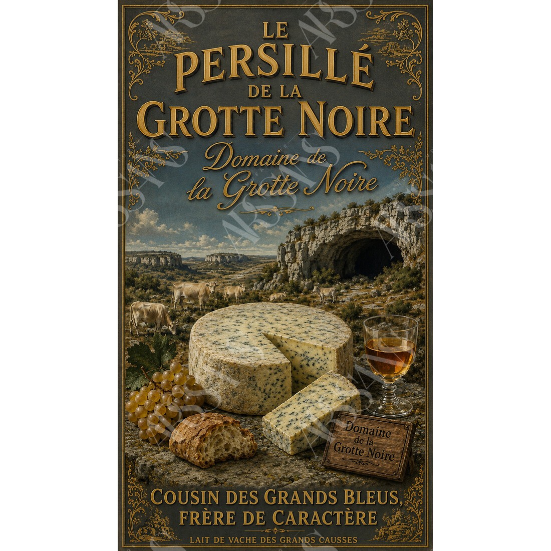 Le Persillé de la Grotte Noire – affiche & plaque vintage | Manufacture Arssans