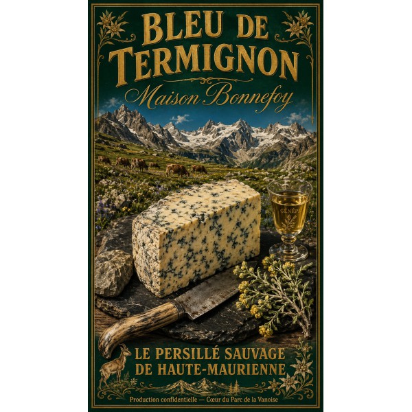 Bleu de Termignon « Maison Bonnefoy » – affiche & plaque vintage | Manufacture Arssans