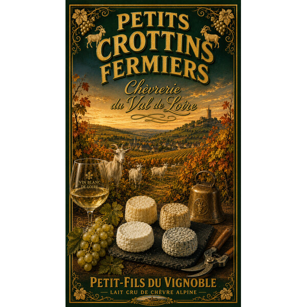 Chèvrerie du Val de Loire — Petits Crottins Fermiers – affiche & plaque vintage | Manufacture Arssans