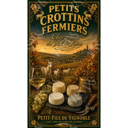Chèvrerie du Val de Loire — Petits Crottins Fermiers – affiche & plaque vintage | Manufacture Arssans