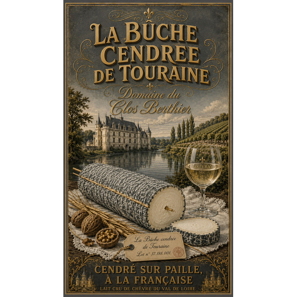 Domaine du Clos Berthier — La Bûche Cendrée de Touraine – affiche & plaque vintage | Manufacture Arssans