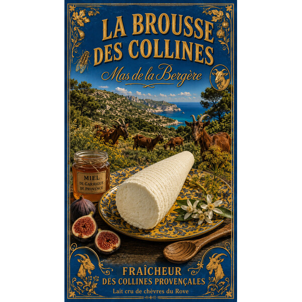 Mas de la Bergère — La Brousse des Collines – affiche & plaque vintage | Manufacture Arssans