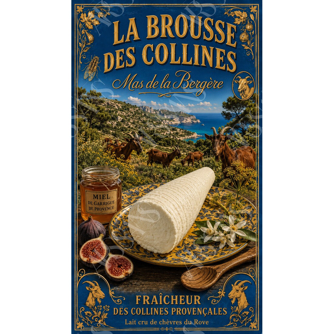 Mas de la Bergère — La Brousse des Collines – affiche & plaque vintage | Manufacture Arssans