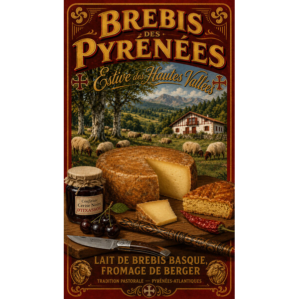 Estive des Hautes Vallées — Brebis des Pyrénées – affiche & plaque vintage | Manufacture Arssans