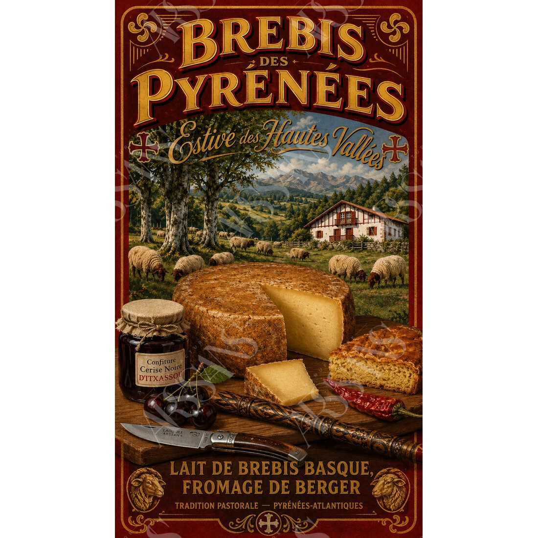 Estive des Hautes Vallées — Brebis des Pyrénées – affiche & plaque vintage | Manufacture Arssans