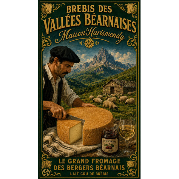 Maison Harismendy — Brebis des Vallées Béarnaises – affiche & plaque vintage | Manufacture Arssans