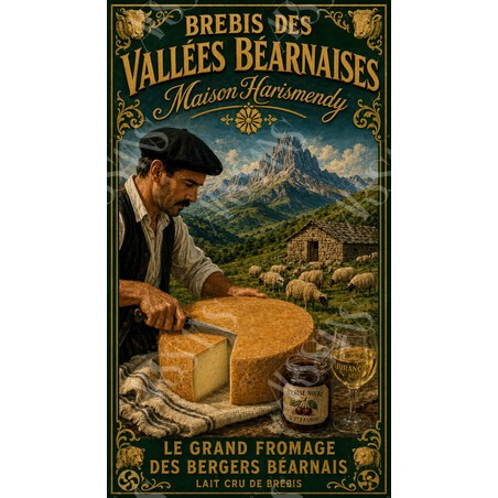 Maison Harismendy — Brebis des Vallées Béarnaises – affiche & plaque vintage | Manufacture Arssans