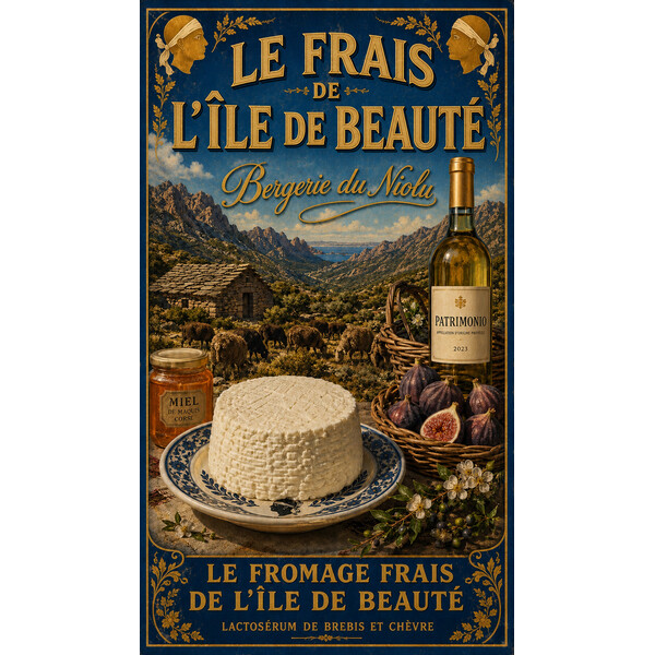 Bergerie du Niolu — Le Frais de l’Île de Beauté – affiche & plaque vintage | Manufacture Arssans