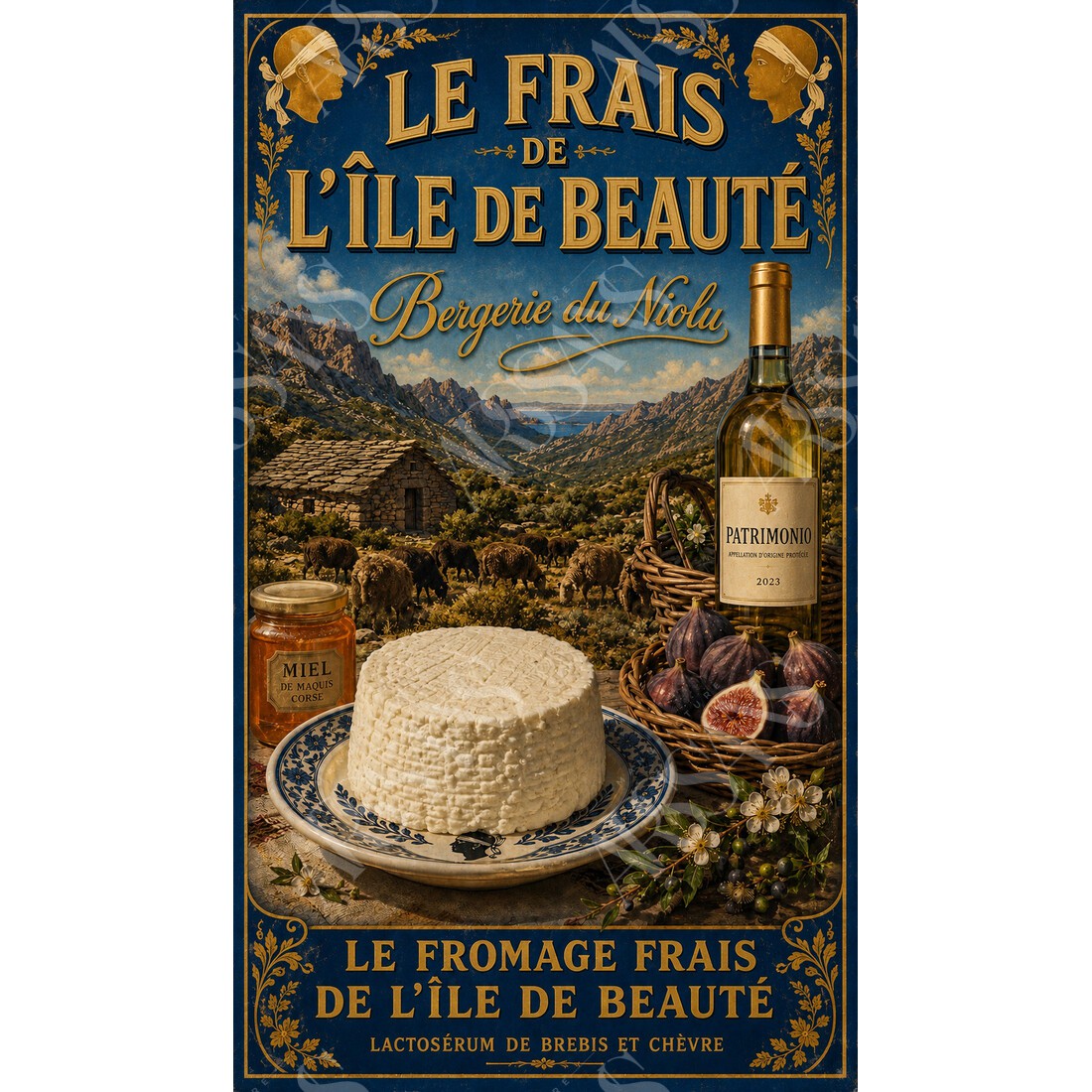Bergerie du Niolu — Le Frais de l’Île de Beauté – affiche & plaque vintage | Manufacture Arssans