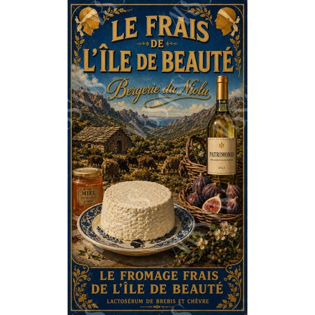 Bergerie du Niolu — Le Frais de l’Île de Beauté – affiche & plaque vintage | Manufacture Arssans