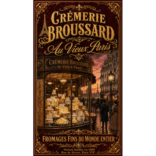 Crémerie Broussard — Au Vieux Paris – affiche & plaque vintage | Manufacture Arssans