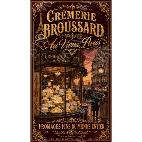 Crémerie Broussard — Au Vieux Paris – affiche & plaque vintage | Manufacture Arssans