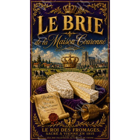Le Brie de la Maison Couronné – affiche & plaque vintage | Manufacture Arssans