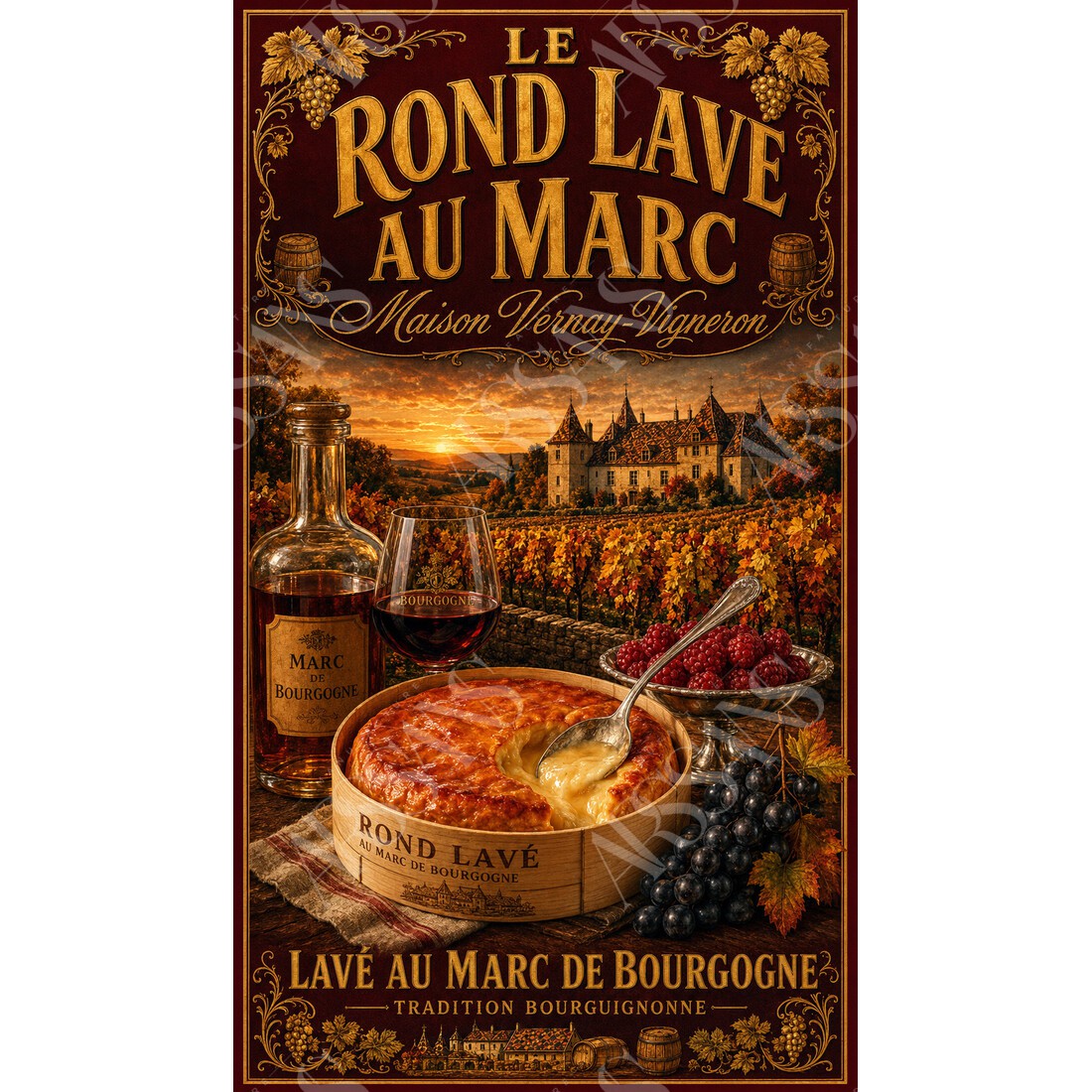 Le Rond Lavé au Marc — Maison Vernay-Vigneron – affiche & plaque vintage | Manufacture Arssans