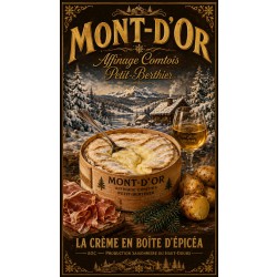 Mont-d'Or « Affinage Comtois Petit-Berthier » – affiche & plaque vintage | Manufacture Arssans
