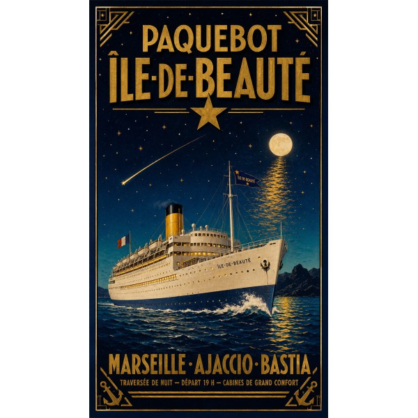 Paquebot Île-de-Beauté – affiche & plaque vintage | Manufacture Arssans