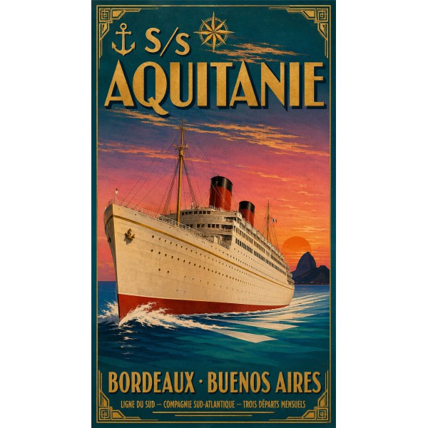 S/S Aquitanie – affiche & plaque vintage | Manufacture Arssans