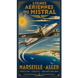 Lignes Aériennes du Mistral – affiche & plaque vintage | Manufacture Arssans