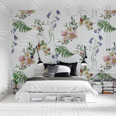 Papier Peint Aquarelle Ferae — papier peint intissé blanc pour chambre