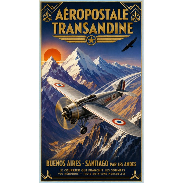 Aéropostale Transandine – affiche & plaque vintage | Manufacture Arssans