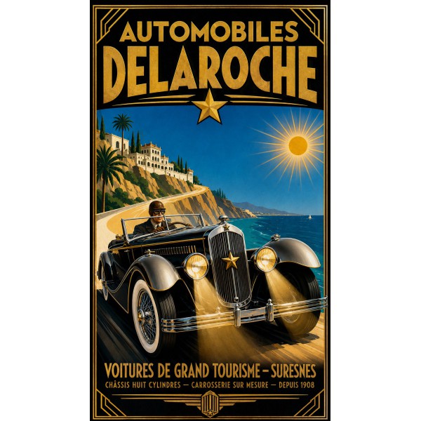 Automobiles Delaroche – affiche & plaque vintage | Manufacture Arssans