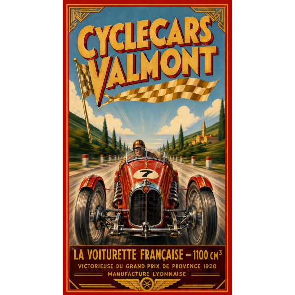 Cyclecars Valmont – affiche & plaque vintage | Manufacture Arssans