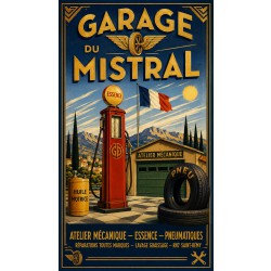 Garage du Mistral – affiche & plaque vintage | Manufacture Arssans