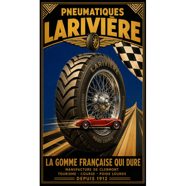 Pneumatiques Larivière – affiche & plaque vintage | Manufacture Arssans