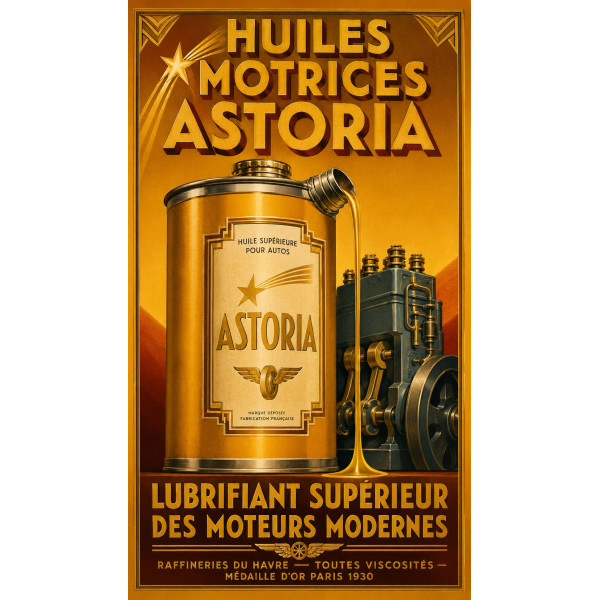 Huiles Motrices Astoria – affiche & plaque vintage | Manufacture Arssans