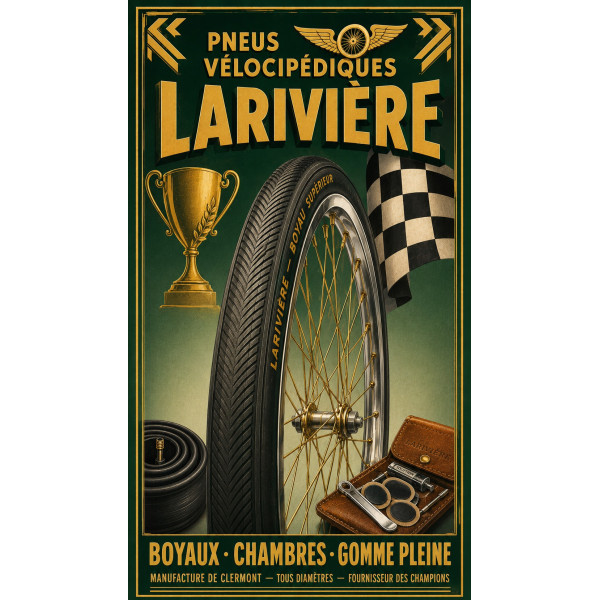 Pneus Vélocipédiques Larivière – affiche & plaque vintage | Manufacture Arssans