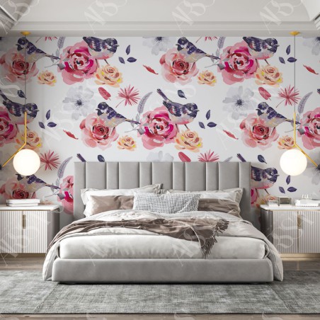 Papier Peint Aquarelle Ludmillis — papier peint intissé blanc pour chambre