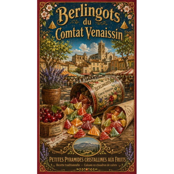Berlingots du Comtat Venaissin – affiche & plaque vintage | Manufacture Arssans