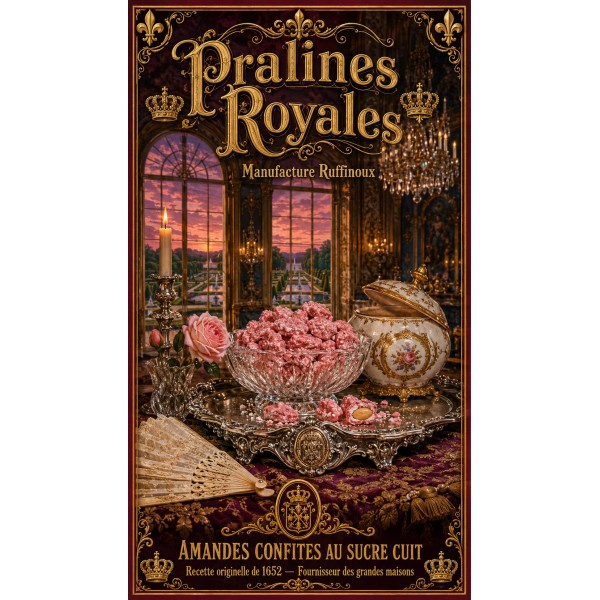 Pralines Royales — Manufacture Ruffinoux – affiche & plaque vintage | Manufacture Arssans