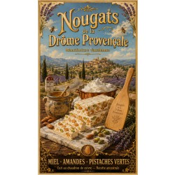 Nougats de la Drôme Provençale — Manufacture Vauchanaz – affiche & plaque vintage | Manufacture Arssans