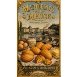Madeleines de la Meuse — Manufacture Vauglerin – affiche & plaque vintage | Manufacture Arssans