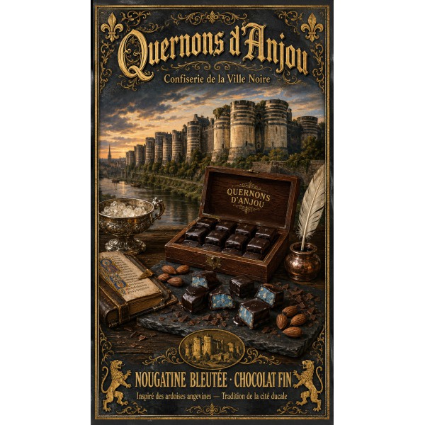 Quernons d'Anjou — Confiserie de la Ville Noire – affiche & plaque vintage | Manufacture Arssans